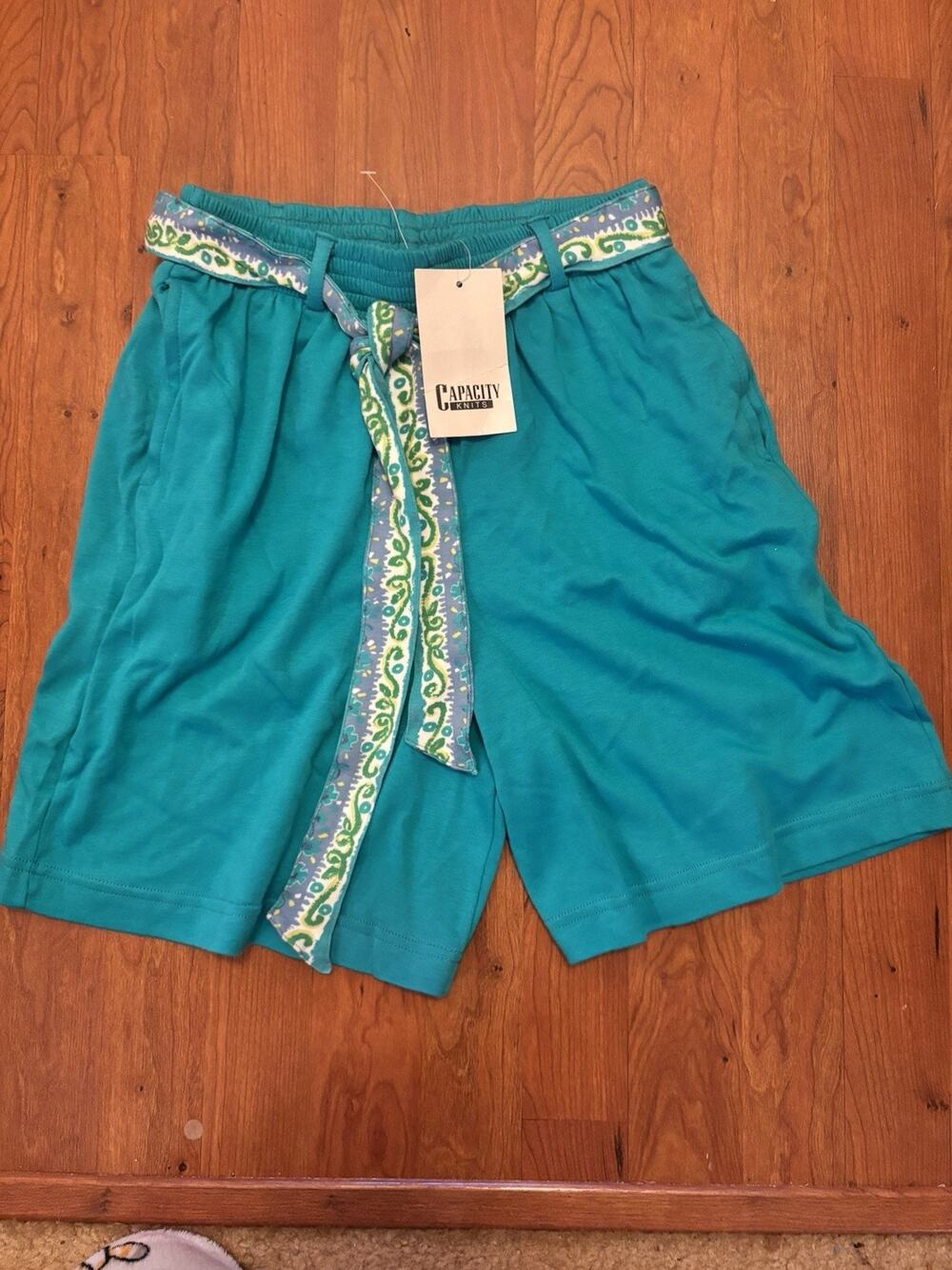 Capacity NWT vintage Shorts Tie off Teal Shorts 80s Costal Size S